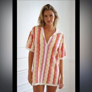 Yellow and Pink Mini Polo Collar Dress Revolve Yllw the label
